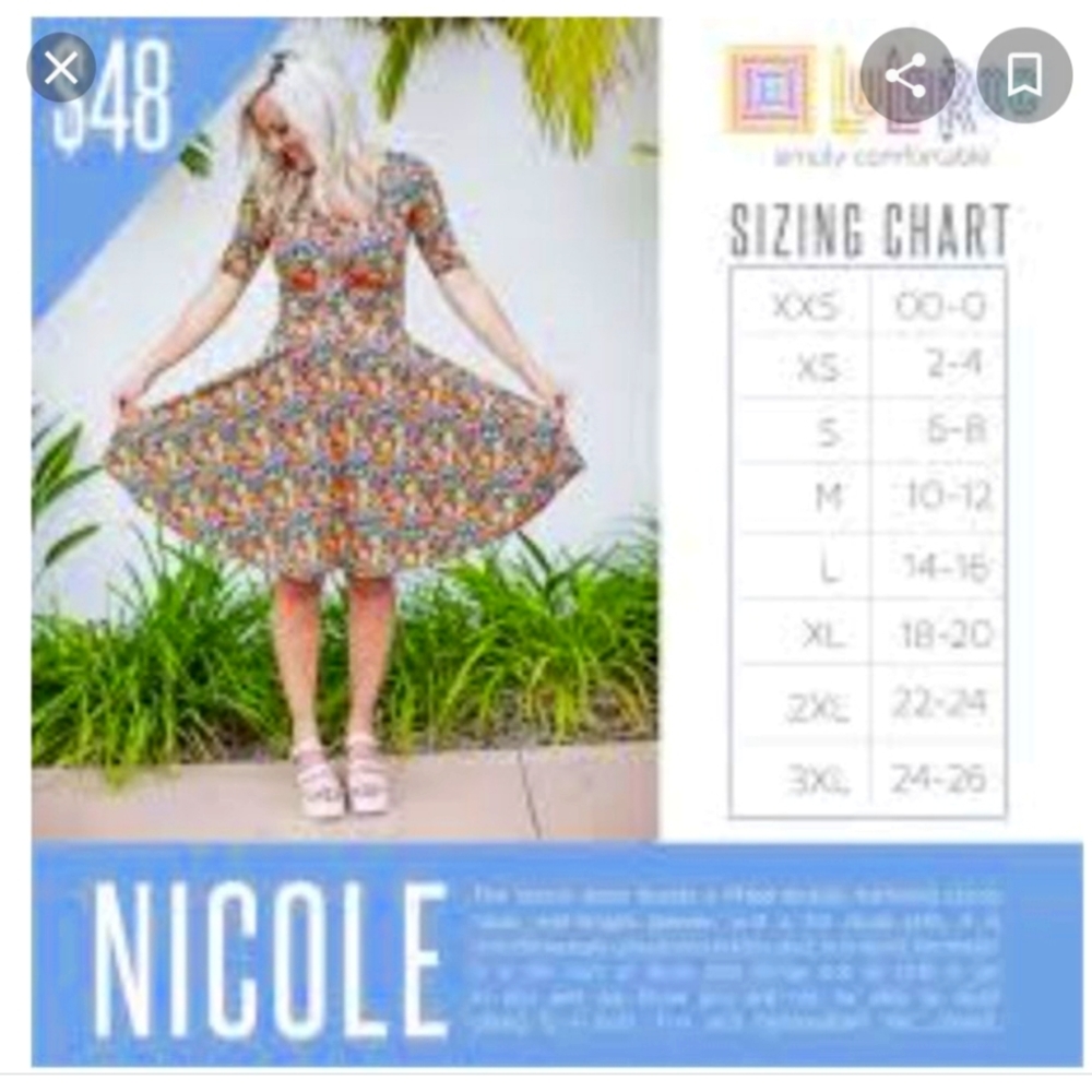 Lularoe S Orange Blue Plaid Nicole Midi Dress NWT - Picture 6 of 6